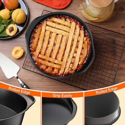 9 Inch Round Cake Pan with Handle, 3PCS Nonstick Cake Pans with