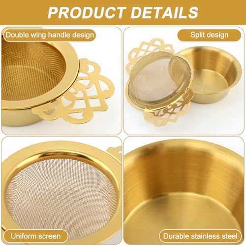 4 Pack Stainless Steel Tea Strainer Bowl, Fits 2.5-4 Inch Cup Mouth