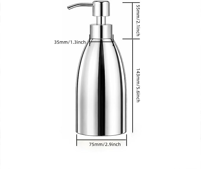 304 Stainless Steel Soap Dispenser 16oz Rust-Proof Liquid Soap Pump Bottle - Image 7