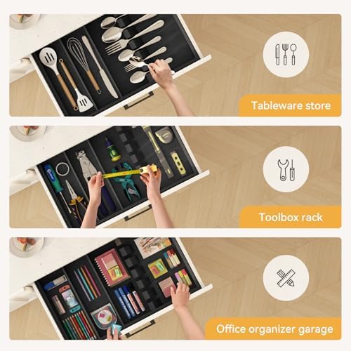 Yofidra Pure Bamboo Silverware Drawer Organizer: 16.5 Inch Large