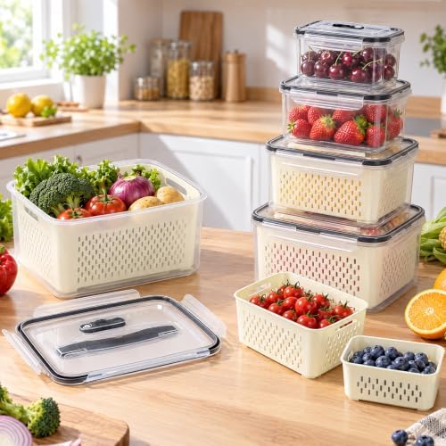 SZHLUX 5-Piece Fruit Storage Containers for Fridge