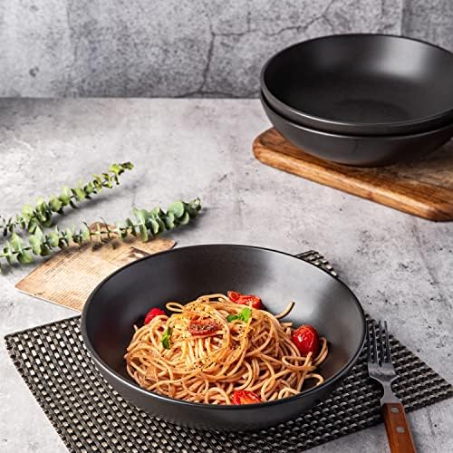 AmorArc 8.75‘’ Large Pasta Bowls, 42 ounce Deep Stoneware Bowls Set of