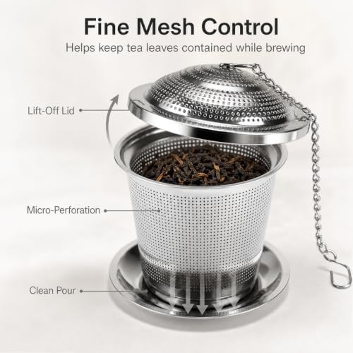 QWORK Tea Infuser Set of 2 with Scoop & Drip Trays – 304 Stainless