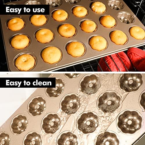 Webake 1.8" Mini Fluted Tube Cake Pan, 24-Cup Non-stick Bite Size