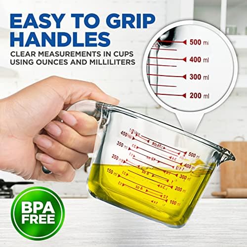 NutriChef 3 Pieces Measuring Cups - BPA-Free Premium Heat Resistant