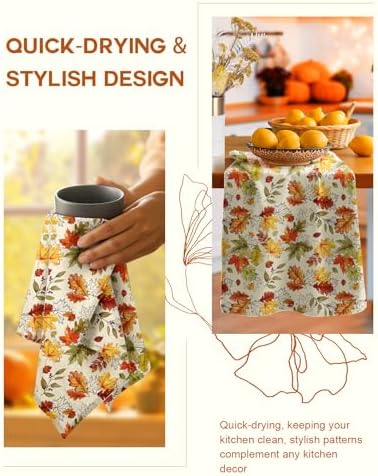 Miss Adola 150GSM Flour Sack Kitchen Towels Set of 2, Autumn Leaf