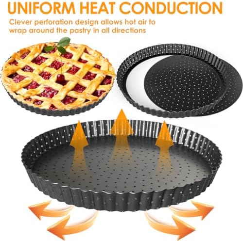 Gutsdoor Pie, Tart & Quiche Pan with Removable Bottom Nonstick Round