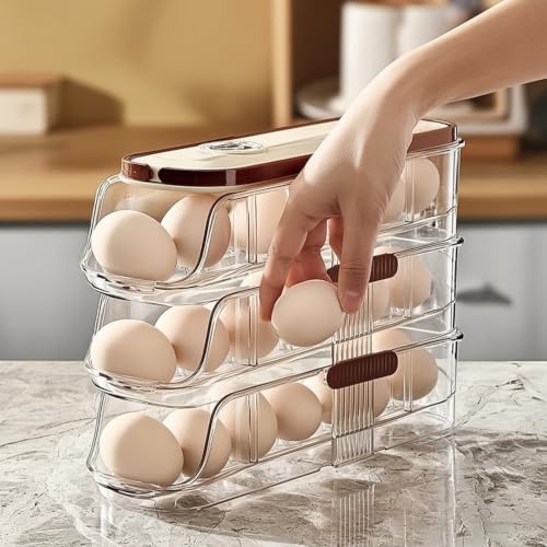 Kitchen Egg Container Organizer Holder Drawer Dispenser With Clear