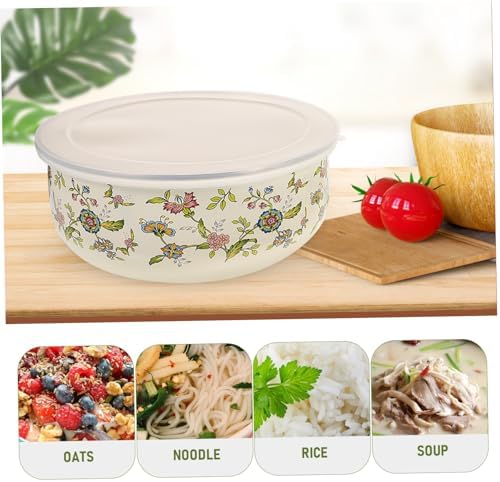 Zerodeko 5pcs Xmas Enamel Bowls with Lid for Refrigeration and