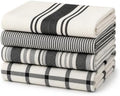 Elfranso Tea Towels, 100% Cotton Set of 4 Dish Towel, Grey & White