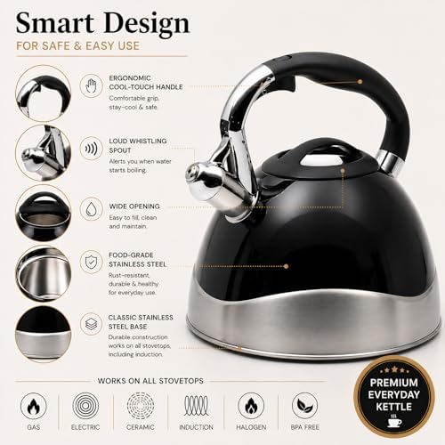 Creative Home Crescendo Whistling Tea Kettle, 3.1 Quart