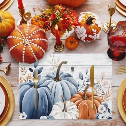 Fall Placemats Blue Pumpkin Place Mats for Dining Room Dinner Table