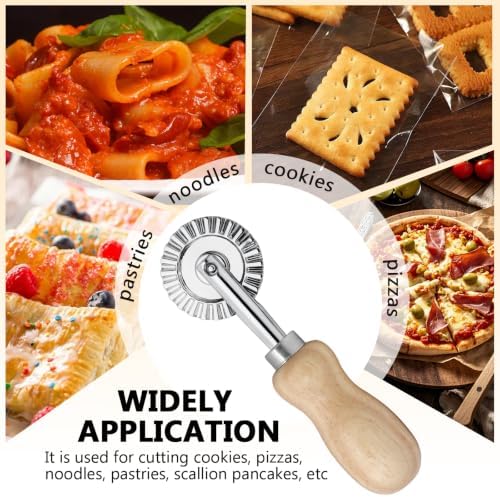 2 Pack Pastry Cutter, Steel Dough Wheel with Short Wood Handle