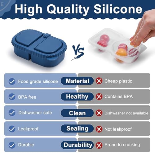 3 Pack Silicone Reusable Snack Containers with Lids - 8 oz Double