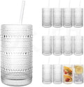 Dingerjar Upgraded Large Capacity 16 oz/480 ml Hobnail Glasses