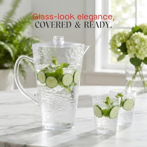 2.5Qt Clear BPA-Free Shatterproof Acrylic Pitcher with Lid
