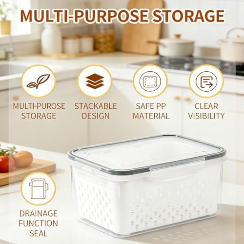 Fruit Storage Containers with Detachable Drainer Basket