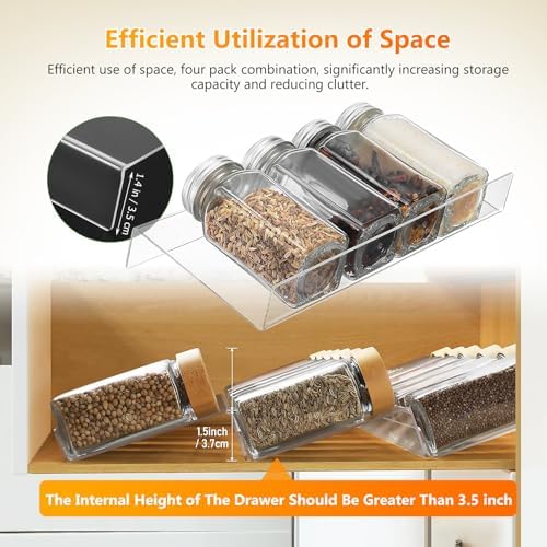 Expandable Spice Drawer Organizer 4 Piece Acrylic Rack