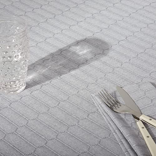Martha Stewart Honeycomb Modern Farmhouse Tablecloth, Charcoal Grey