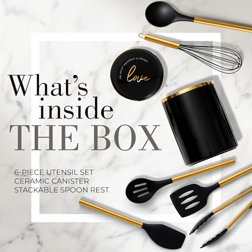 Styled Settings Black and Gold Kitchen Utensil Set, 8-Piece
