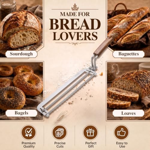 Topfeel Adjustable Bread Bow Knife,10.5“Sourdough Slicer for Homemade