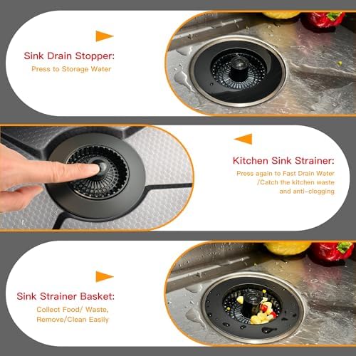 Kitchen Sink Drain Strainer 3 in 1, 304 Stainless Steel