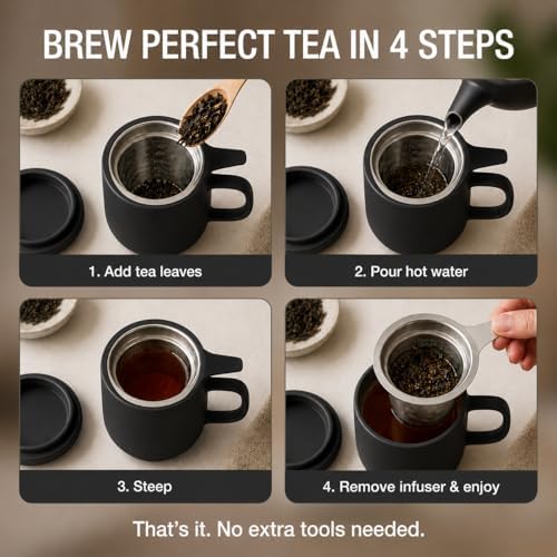 Tealyra - Sumo Porcelain Loose Tea Steeping Mug - 15oz/450 ml Ceramic