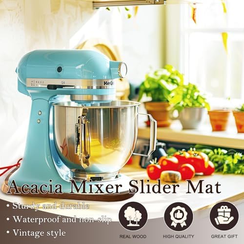 Acacia Wood Mixer Slider Mat for Kitchen Aid 4.5-5 Qt