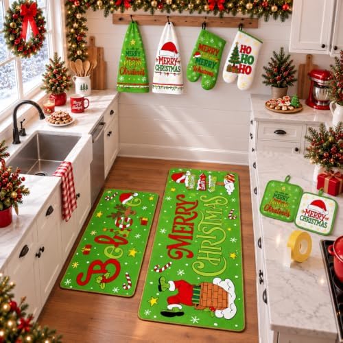 HunnmingRe 10 Pcs Lime Green Red Christmas Kitchen Decor Accessories