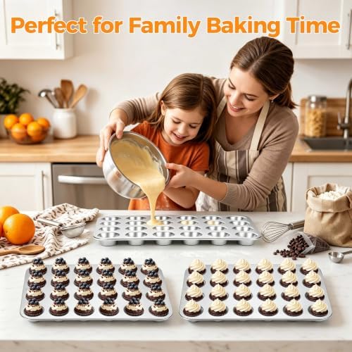 Leonyo 24 Cups Muffin Pan, Stainless Steel Mini Cupcake Pan Tin for