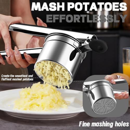 Large 15oz Potato Ricer for Mashed Potatoes, Heavy Duty 18/8 Stainless
