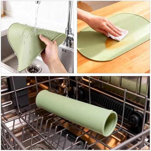 Oval Silicone Placemats Set of 2, 15.8 x 10.5in, Table Protector