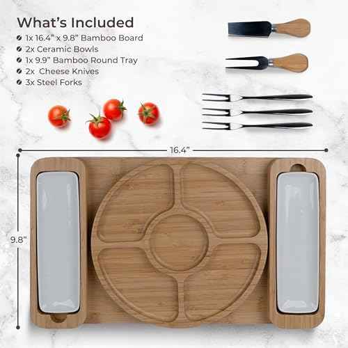 Charcuterie Boards Set, Bamboo Cheese Tray with Serving Accessories