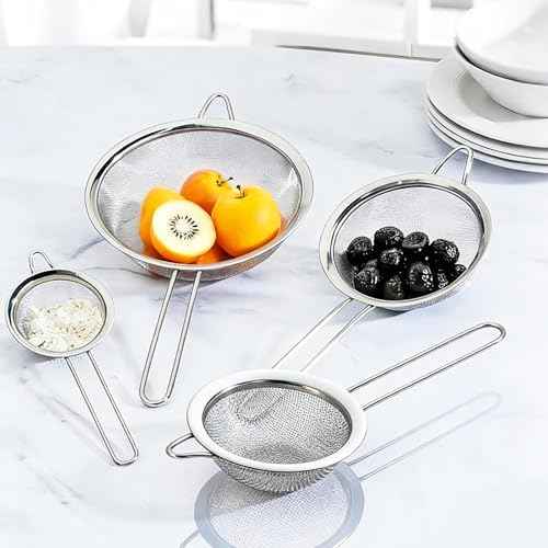 6 PCS Fine Mesh Strainers, Stainless Steel Strainer Set Kitchen Sieve