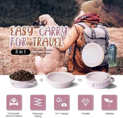 Black Collapsible Travel Dog & Cat Bowl – BPA-Free Silicone & 18/8