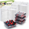 Qinyoung 100 Pcs Berry Containers 6 oz Plastic Vented Containers with