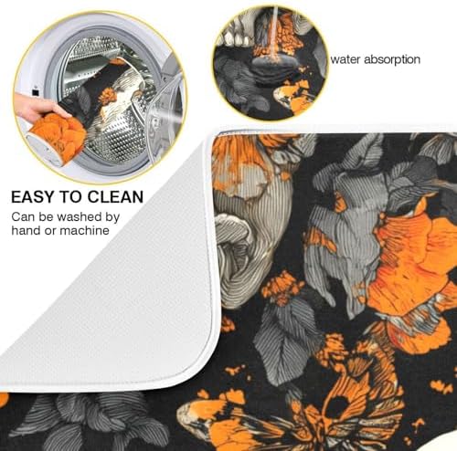 OTVEE Macabre Butterfly Art Dish Drying Mat for Kitchen Counter