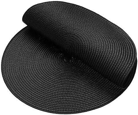 AHHFSMEI Round Braided Placemats Set of 4 15 Inch Black Table Mats