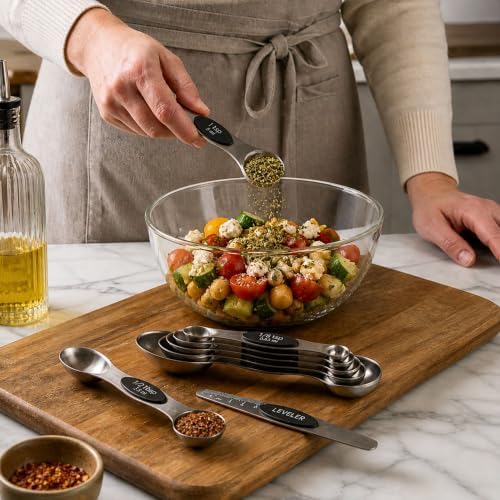 Restaurantware Black 8-Piece Stainless Steel Measuring Spoon Set, 1 Ct