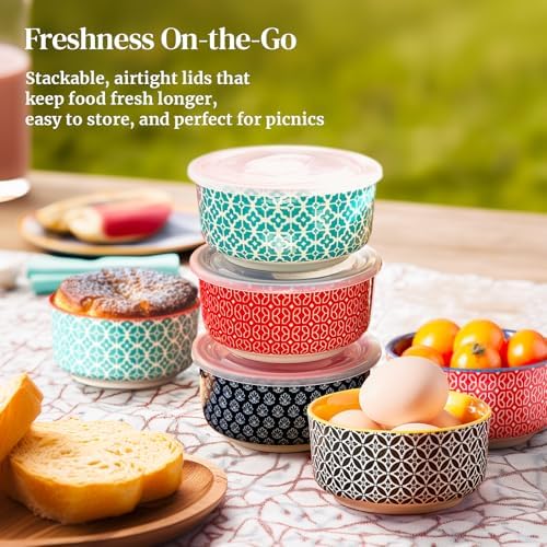 DOWAN 8 oz Ramekins with Lids Oven Safe for Creme Brulee, Ceramic