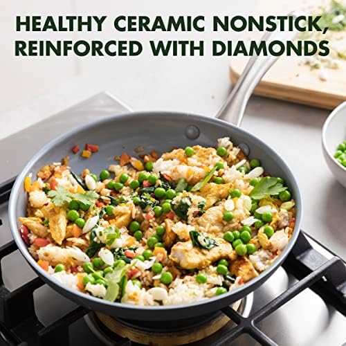 GreenPan Lima Hard Anodized 12" Frying Pan Skillet with Lid, Ceramic