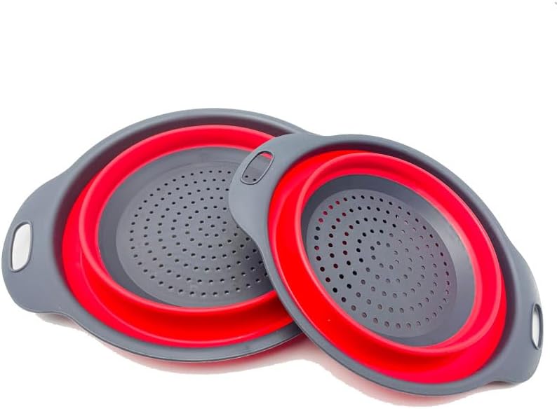 NIWWIN Pack of 2 Foldable Pasta Strainers, Foldable Kitchen Colander