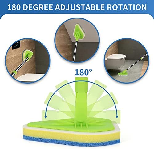 2 in 1 Scrub Cleaning Brush with 37” Extendable Handle