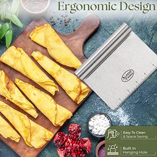Alpine Cuisine Stainless Steel Dough Scraper with Comfortable Handle