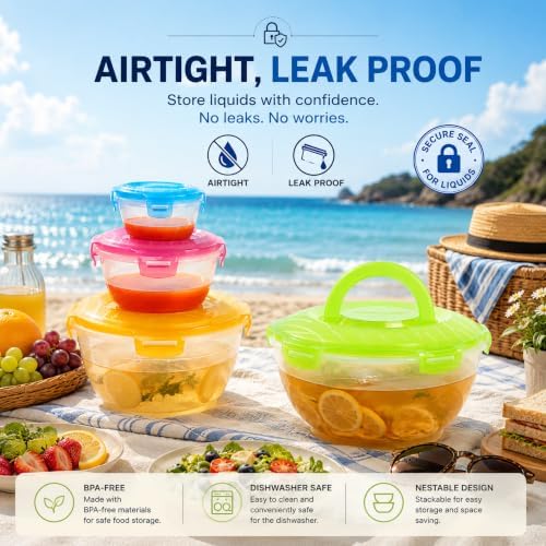 Neoflam 8-Piece Mixing Bowl Set with Lids, Airtight, Stackable