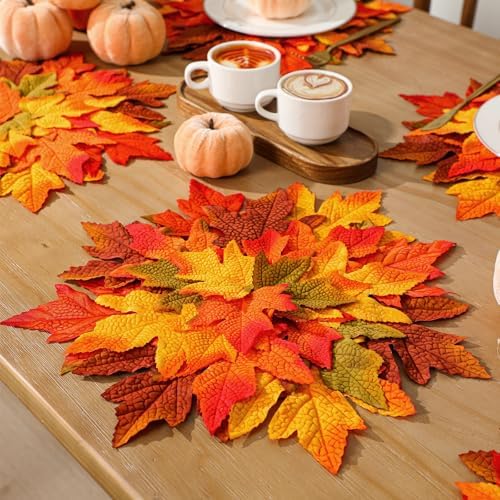 SmoothNovelty 6 Pcs 15" Fall Placemats, Thanksgiving Leaf Mats