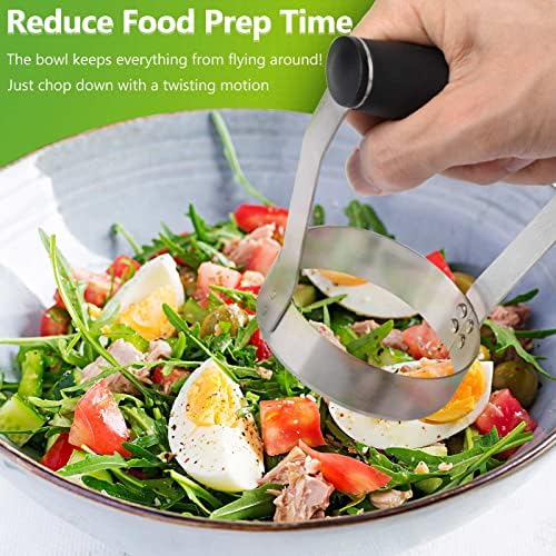 HULISEN Food Chopper Manual Hand, Stainless Steel Hand Chopper, Plain Edge
