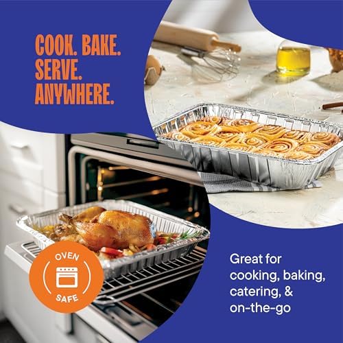 Large Aluminum Pans Full Size with Lids, Disposable Foil 21x13 Deep