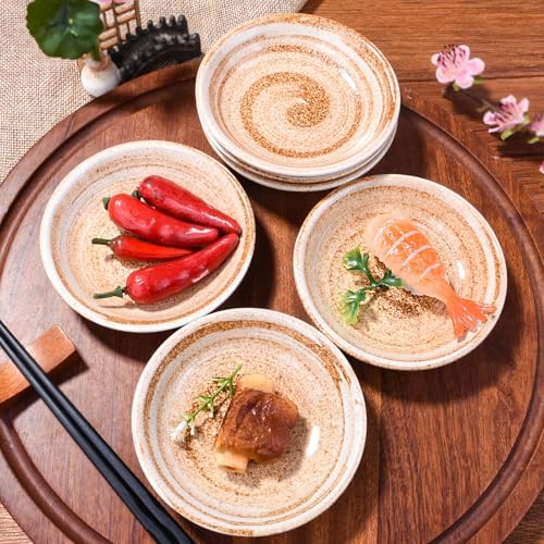 Japanese Porcelain Sauce Dish Set of 6, 3.85 Inch Sauce Dipping Bowls