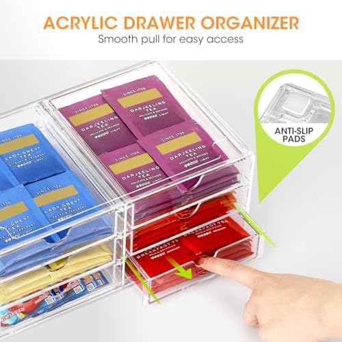 AIEVE Drink Packet Organizer, Stackable Storage Drawers for Tea Bags